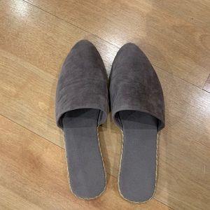 NWOT Gray Suede Espadrille Slip ons